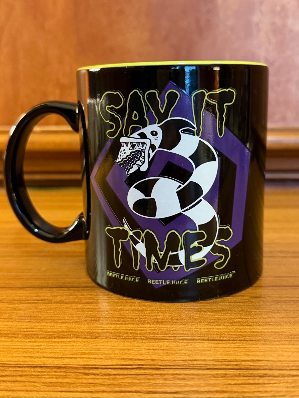 Beetlejuice 20 oz Ceramic Mug Say It 3 Times Sandworm Slime Green Silver Buffalo
